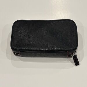 Women's Coach Small Black Leather Travel Jewelry Zip Pouch